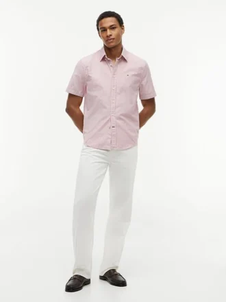 Camisa Oxford de manga corta a rayas