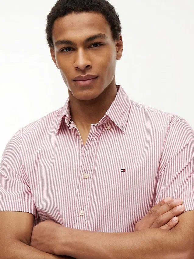 Camisa Oxford de manga corta a rayas Camisa Oxford de manga corta a rayas