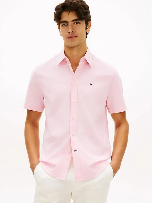 Camisa Oxford de pantalones cortos de corte regular Camisa Oxford de pantalones cortos de corte regular