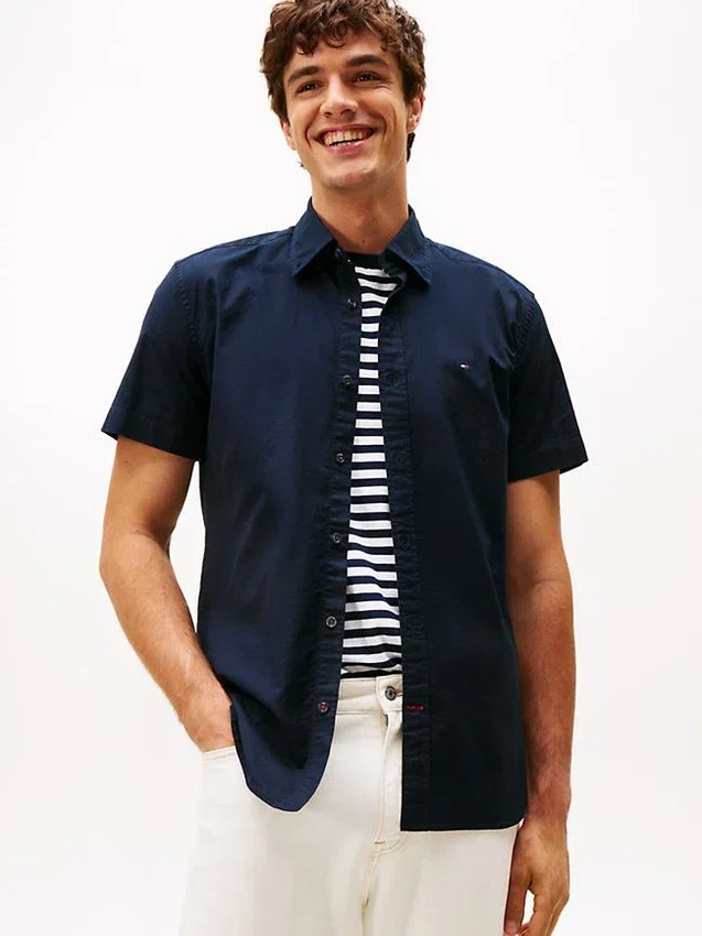 Camisa Oxford de pantalones cortos de corte regular Camisa Oxford de pantalones cortos de corte regular
