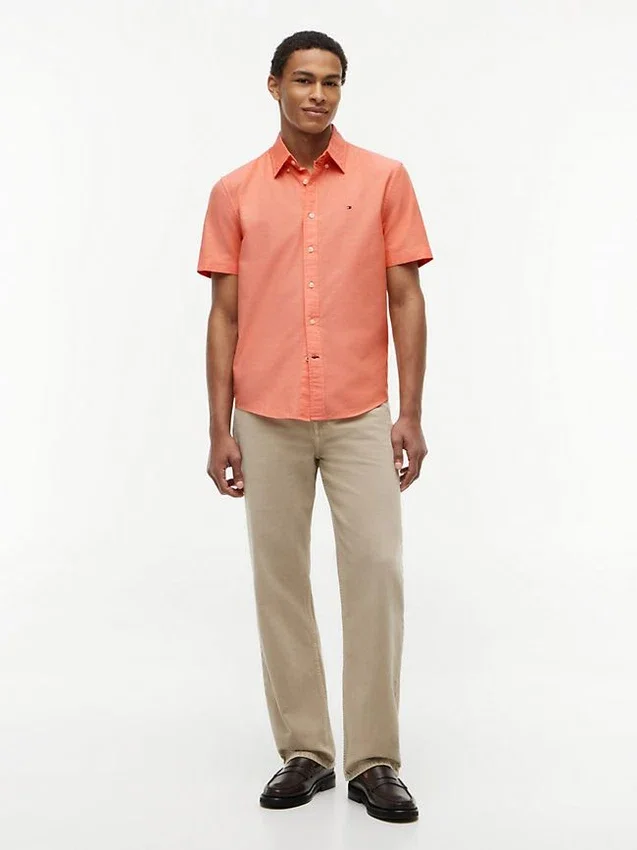 Camisa Oxford de pantalones cortos de corte regular Camisa Oxford de pantalones cortos de corte regular