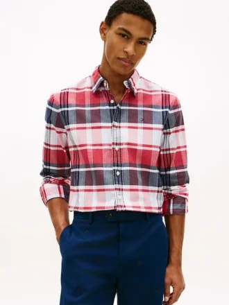 Camisa Oxford elástica a cuadros de corte regular
