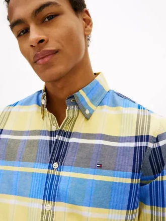 Camisa Oxford elástica a cuadros de corte regular