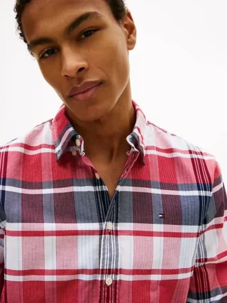 Camisa Oxford elástica a cuadros de corte regular