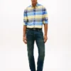 Camisa Oxford elástica a cuadros de corte regular Camisa Oxford elástica a cuadros de corte regular
