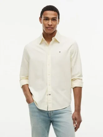 Camisa Oxford elástica a rayas de corte regular