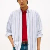Camisa Oxford elástica a rayas de corte regular
