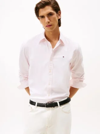 Camisa Oxford elástica a rayas de corte regular