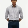 Camisa Oxford elástica a rayas de corte regular Camisa Oxford elástica a rayas de corte regular
