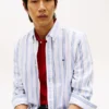Camisa Oxford elástica a rayas de corte regular