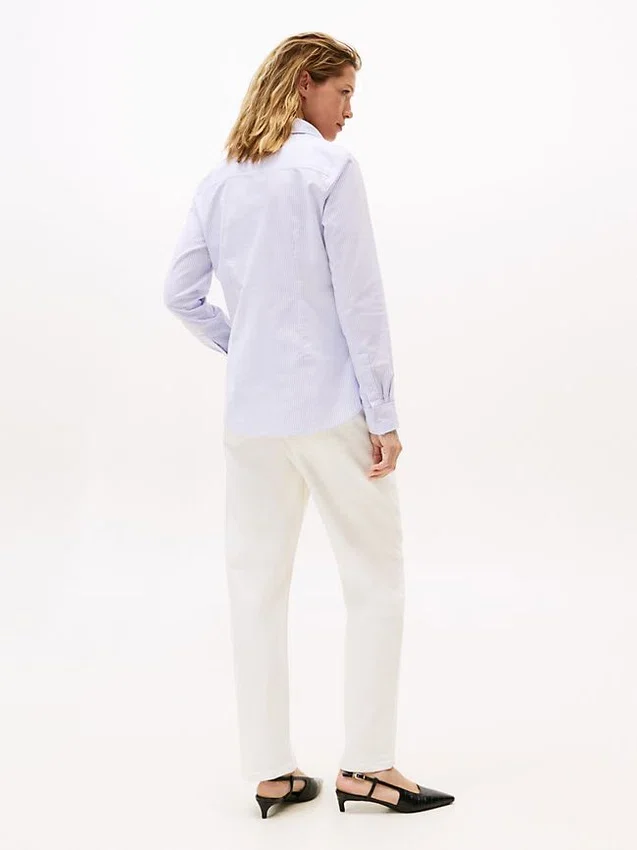 Camisa Oxford elástica a rayas de corte regular Camisa Oxford elástica a rayas de corte regular
