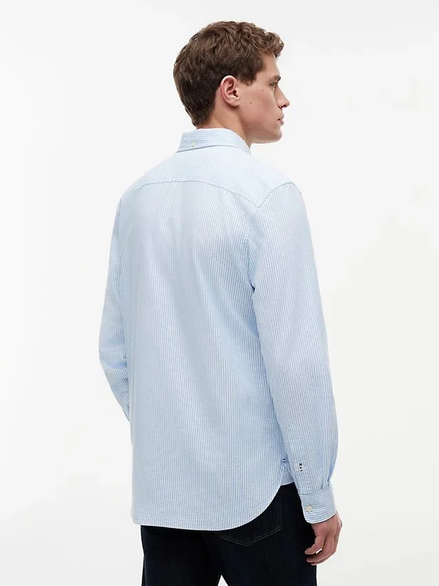 Camisa Oxford elástica a rayas de corte regular Camisa Oxford elástica a rayas de corte regular