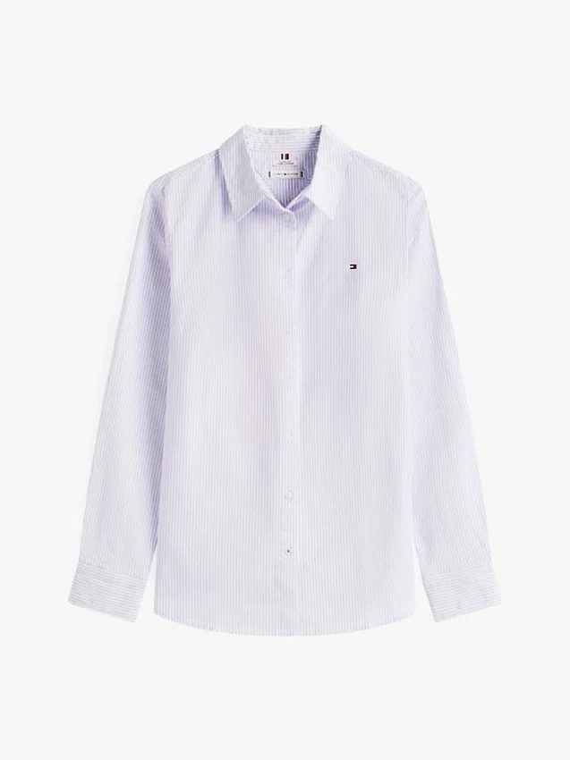 Camisa Oxford elástica a rayas de corte regular Camisa Oxford elástica a rayas de corte regular