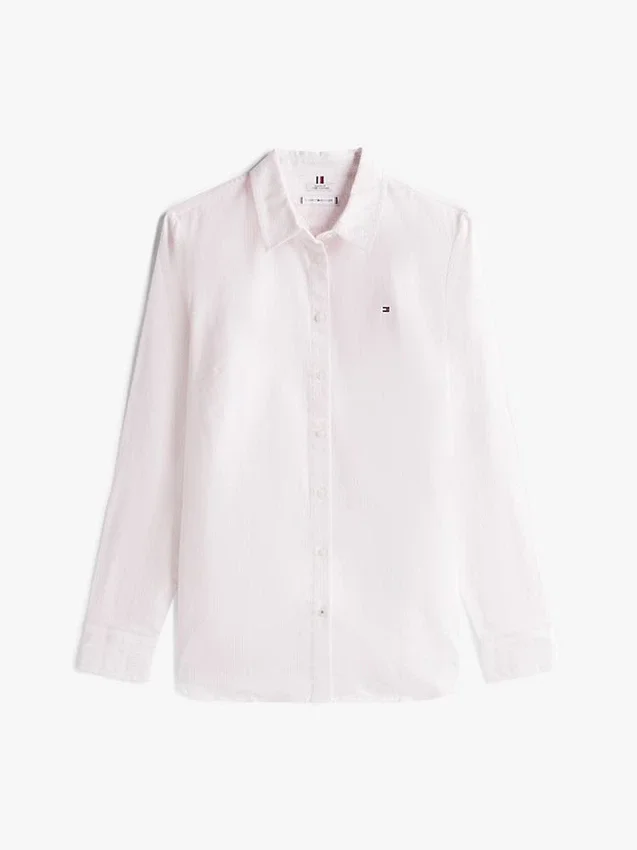 Camisa Oxford elástica a rayas de corte regular Camisa Oxford elástica a rayas de corte regular