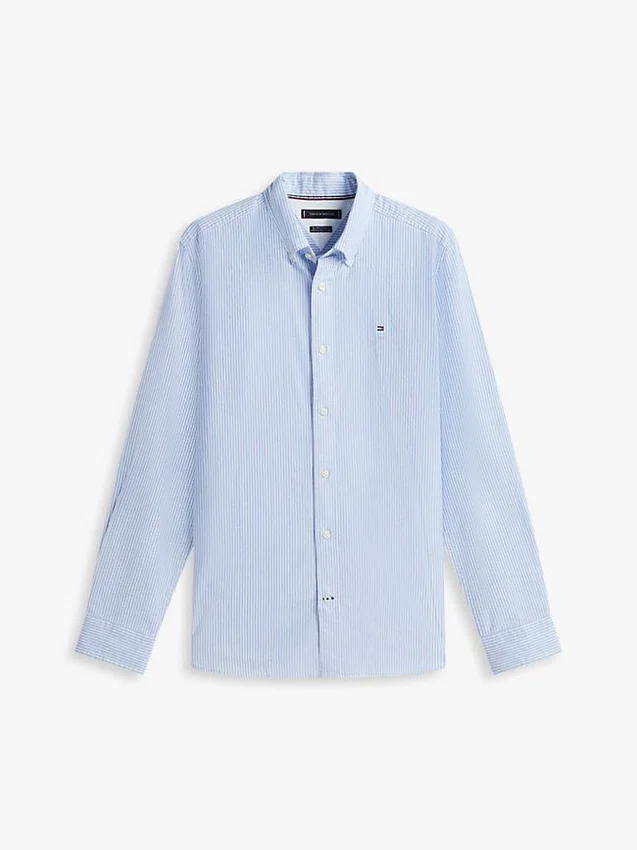 Camisa Oxford elástica a rayas de corte regular Camisa Oxford elástica a rayas de corte regular