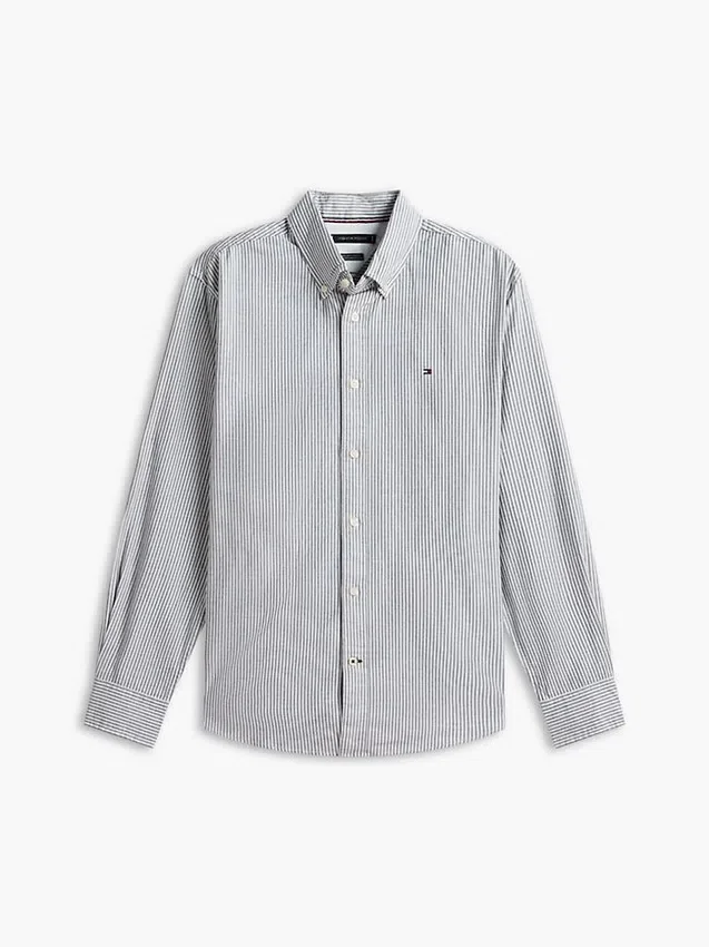 Camisa Oxford elástica a rayas de corte regular Camisa Oxford elástica a rayas de corte regular