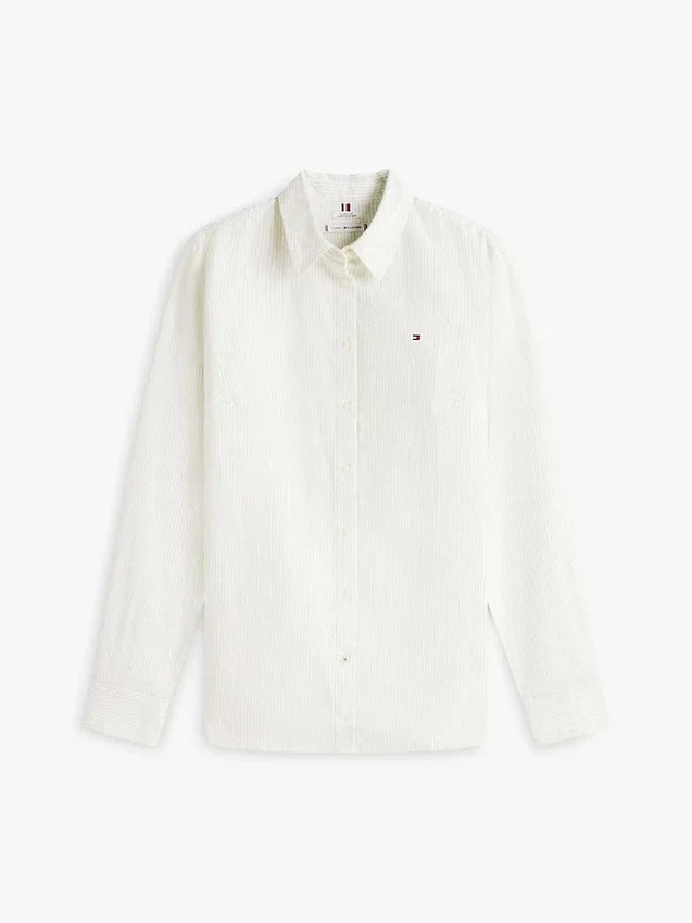 Camisa Oxford elástica a rayas de corte regular Camisa Oxford elástica a rayas de corte regular