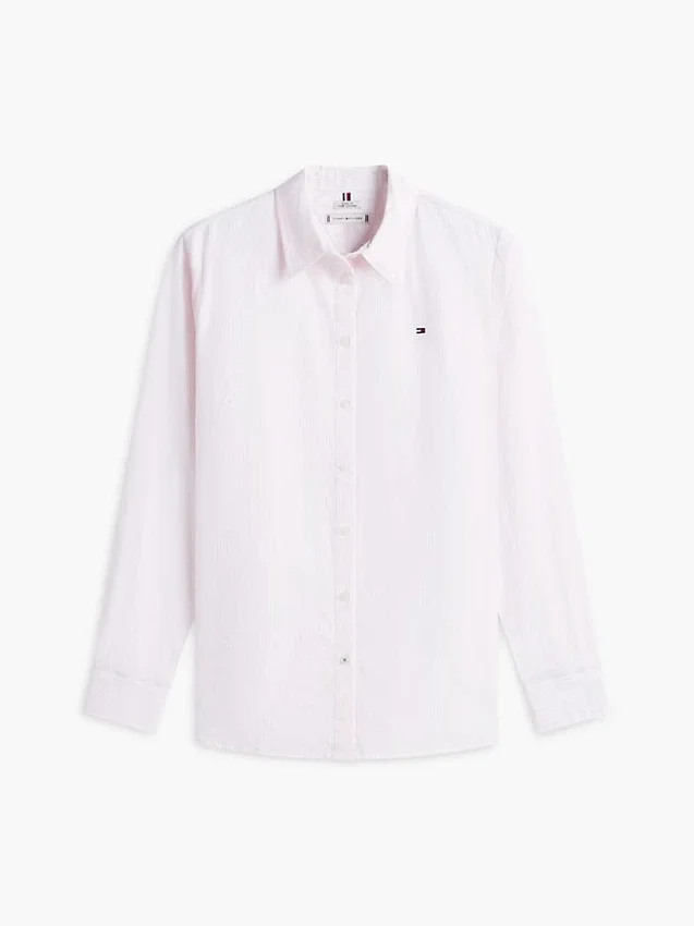 Camisa Oxford elástica a rayas de corte regular Camisa Oxford elástica a rayas de corte regular
