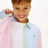 Camisa Oxford elástica a rayas mixtas para niño