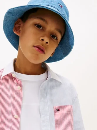 Camisa Oxford elástica a rayas mixtas para niño