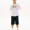 Camisa Oxford elástica a rayas mixtas para niño