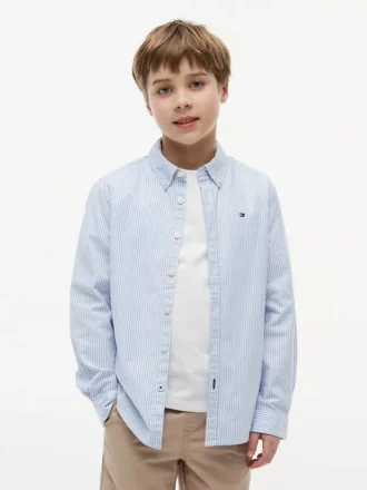 Camisa Oxford elástica a rayas para niño