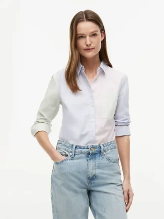 Camisa Oxford elástica con rayas mixtas