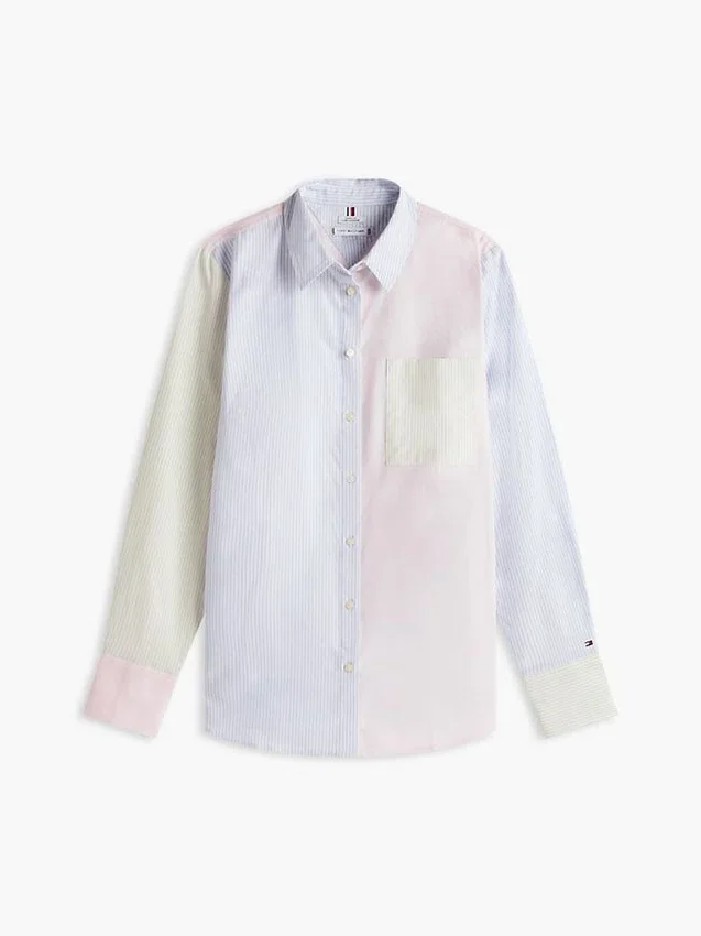 Camisa Oxford elástica con rayas mixtas Camisa Oxford elástica con rayas mixtas
