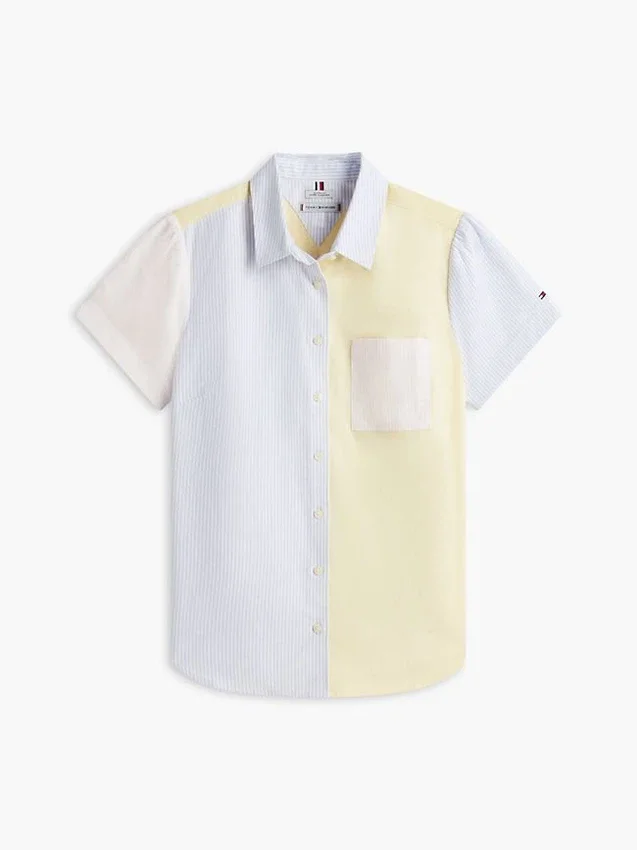 Camisa Oxford elástica con rayas mixtas Camisa Oxford elástica con rayas mixtas