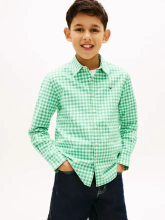 Camisa Oxford elástica de cuadros vichy para niño
