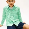 Camisa Oxford elástica de cuadros vichy para niño Camisa Oxford elástica de cuadros vichy para niño