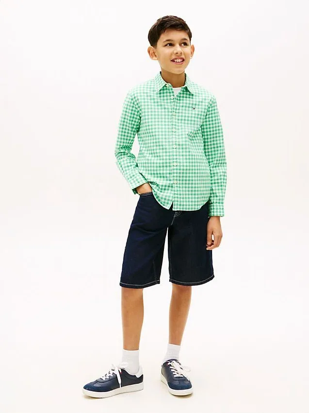 Camisa Oxford elástica de cuadros vichy para niño Camisa Oxford elástica de cuadros vichy para niño