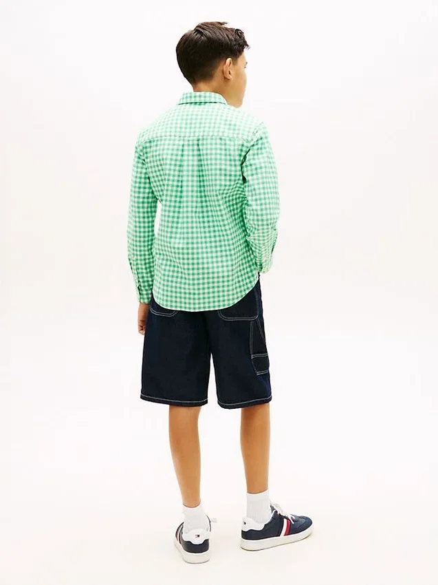Camisa Oxford elástica de cuadros vichy para niño Camisa Oxford elástica de cuadros vichy para niño