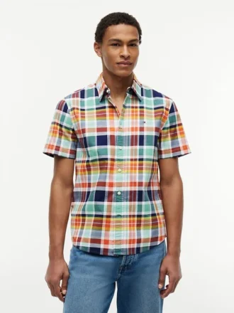 Camisa Oxford Madras de corte regular