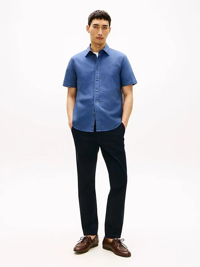 Camisa Oxford teñida en prenda de corte regular Camisa Oxford teñida en prenda de corte regular