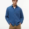 Camisa vaquera de tejido waffle teñida en índigo