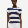 Camiseta a rayas con logotipo bordado Camiseta a rayas con logotipo bordado