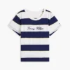 Camiseta a rayas con logotipo bordado Camiseta a rayas con logotipo bordado