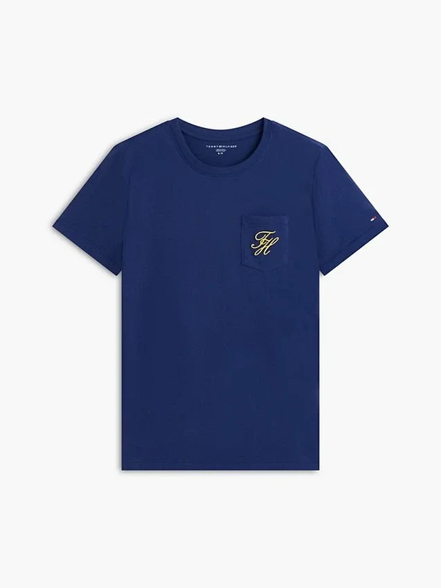 Camiseta con bolsillo y monograma bordado Camiseta con bolsillo y monograma bordado