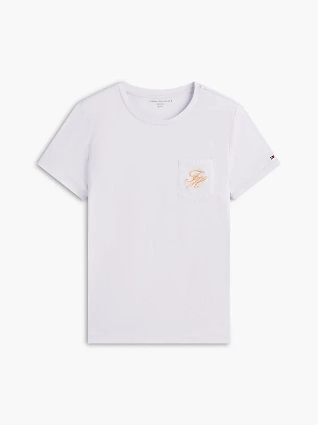 Camiseta con bolsillo y monograma bordado Camiseta con bolsillo y monograma bordado