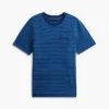 Camiseta con bolsillo y rayas teñida en índigo