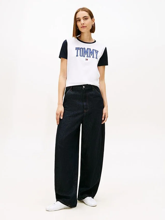 Camiseta con cuello ribeteado y logotipo Varsity Tommy Camiseta con cuello ribeteado y logotipo Varsity Tommy