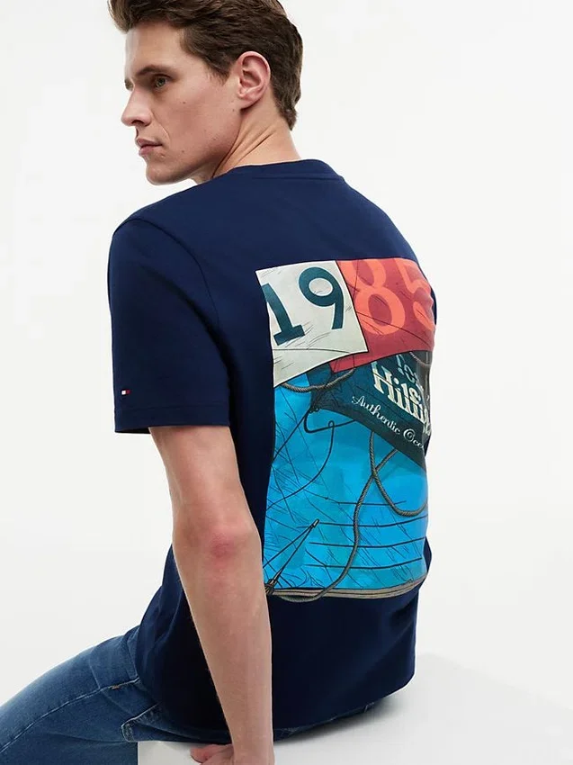 Camiseta con gráfico náutico en la espalda Camiseta con gráfico náutico en la espalda