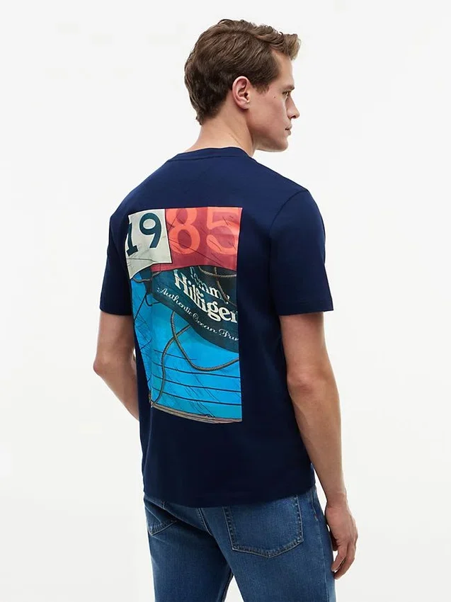 Camiseta con gráfico náutico en la espalda Camiseta con gráfico náutico en la espalda