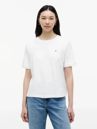Camiseta con lazo trasero de mezcla de tejidos