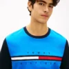 Camiseta con logo de bandera y mangas en contraste