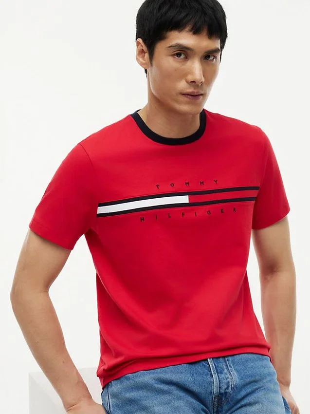 Camiseta con logotipo de bandera bordado Camiseta con logotipo de bandera bordado