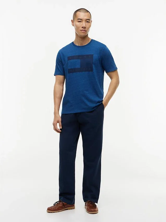 Camiseta con logotipo de bandera teñida en índigo Camiseta con logotipo de bandera teñida en índigo