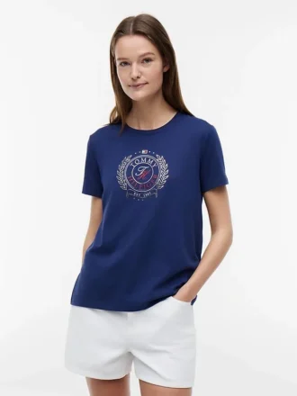 Camiseta con logotipo de hoja de laurel estampado