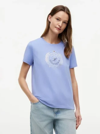 Camiseta con logotipo de hoja de laurel estampado
